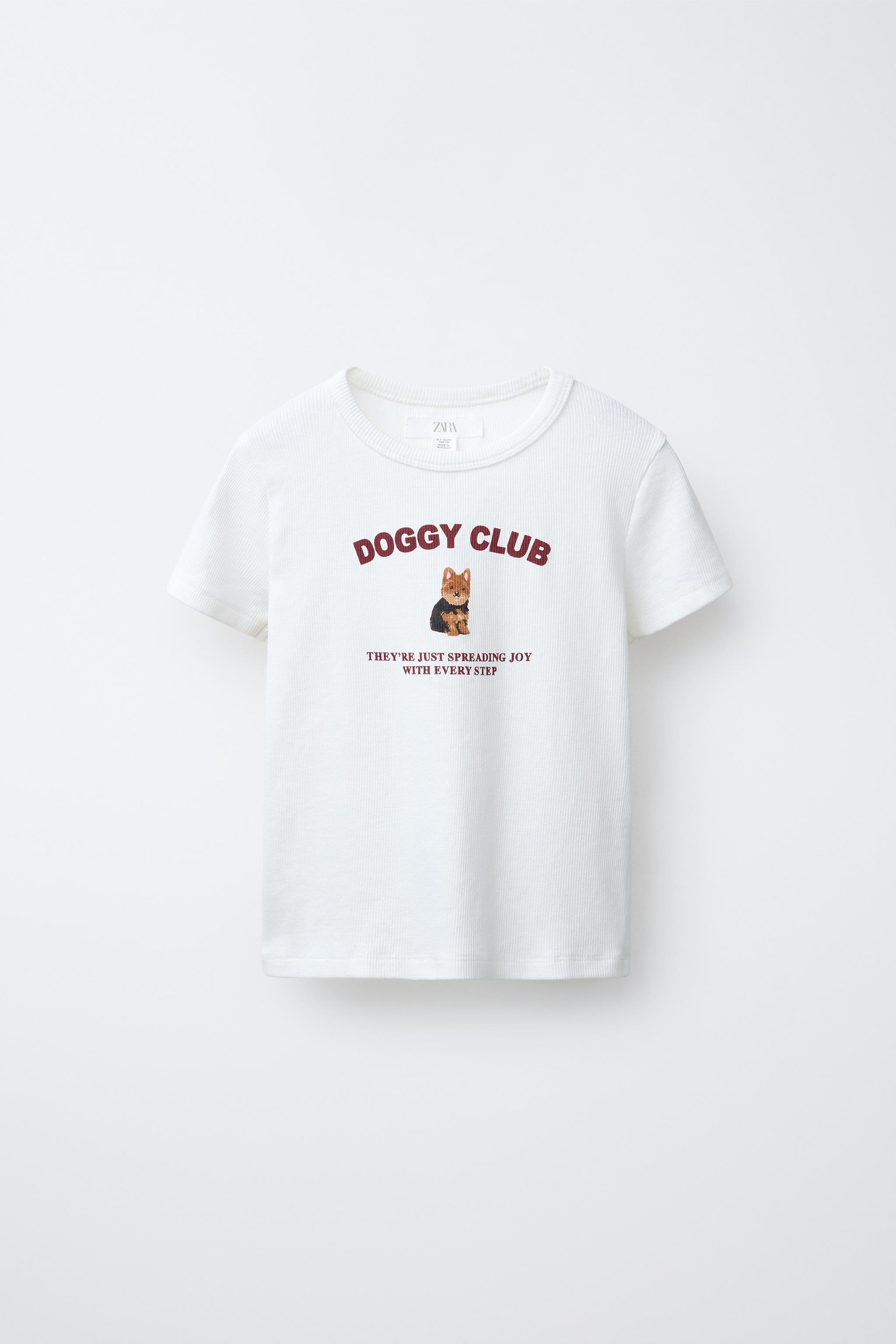 T-SHIRT CÔTELÉ IMPRIMÉ CHIEN